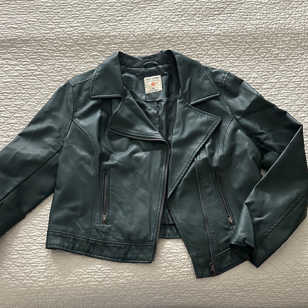 Ruff Hewn Dark Green Leather Jacket